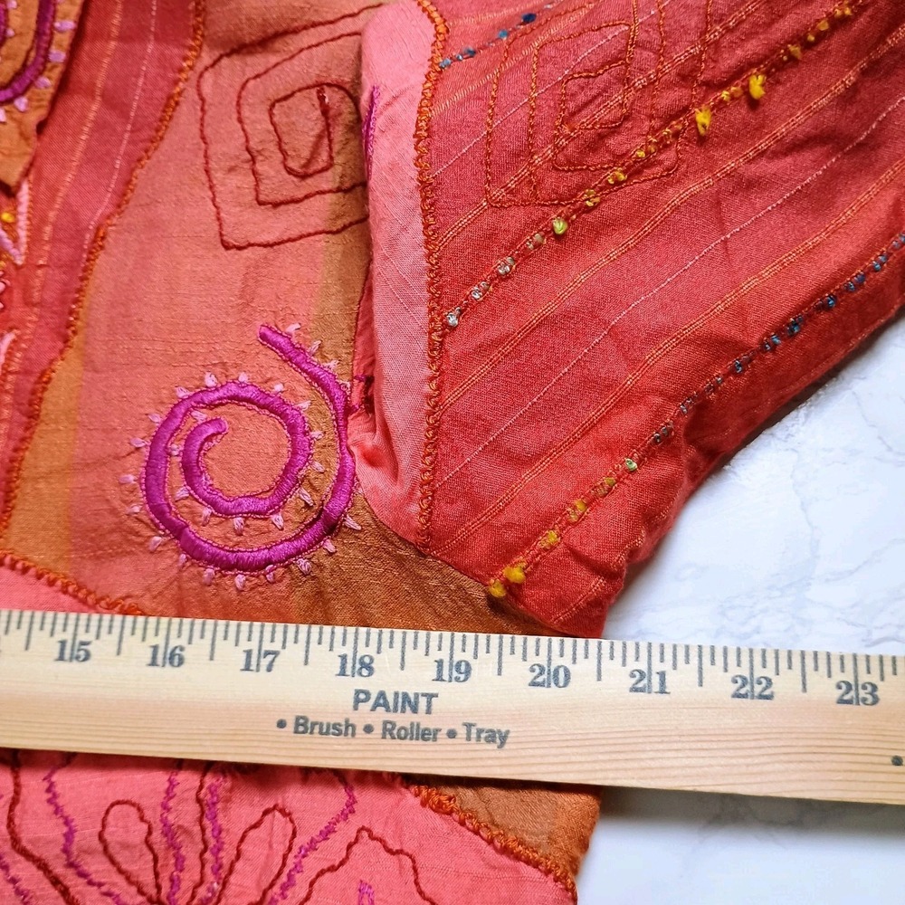 Coldwater Creek Artisan Asian Style Patchwork Embroidered Jacket Womens M... - Picture 9 of 10